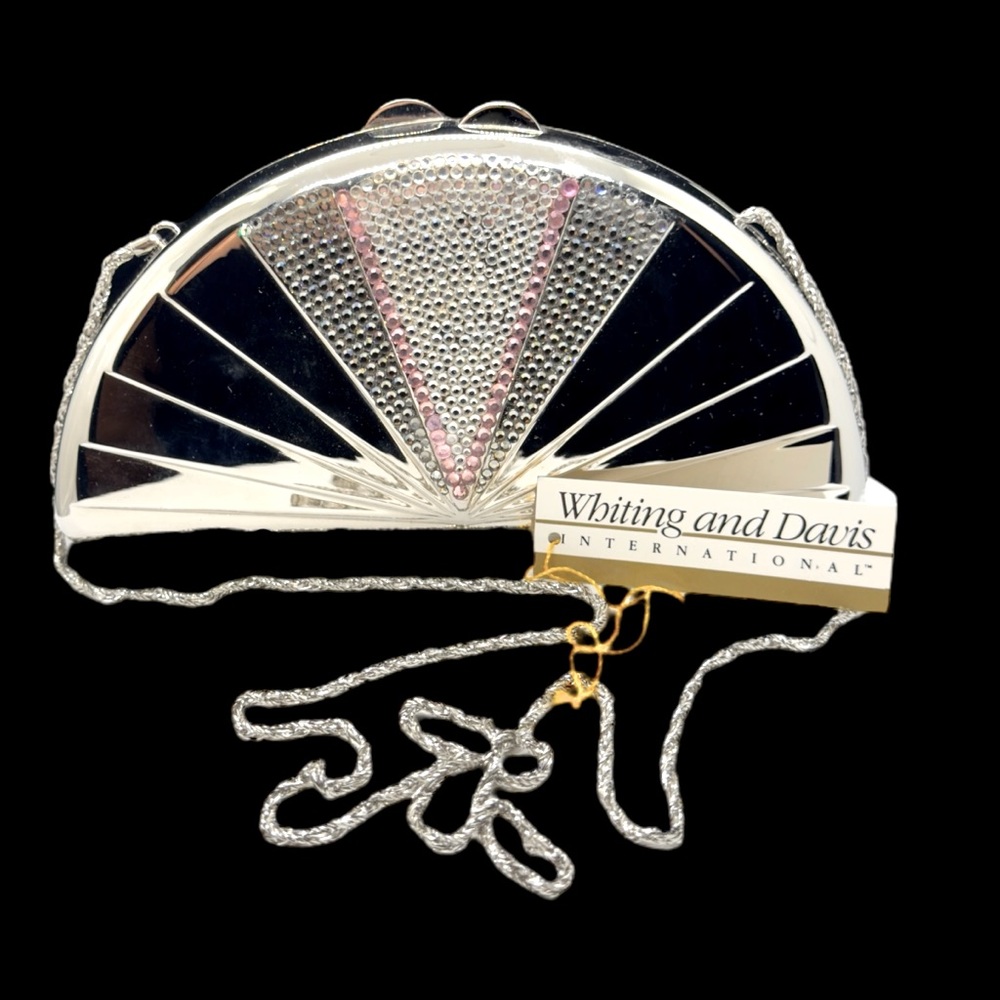Vintage Whiting & Davis International Silver & Rhinestone Metal Crossbody/Clutch